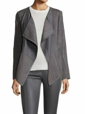 My Tribe Light Gray Draped Leather Jacket